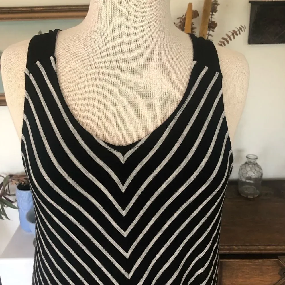 DKNY Sleeveless Striped V Neck Casual Dress Size M - Picture 2 of 7